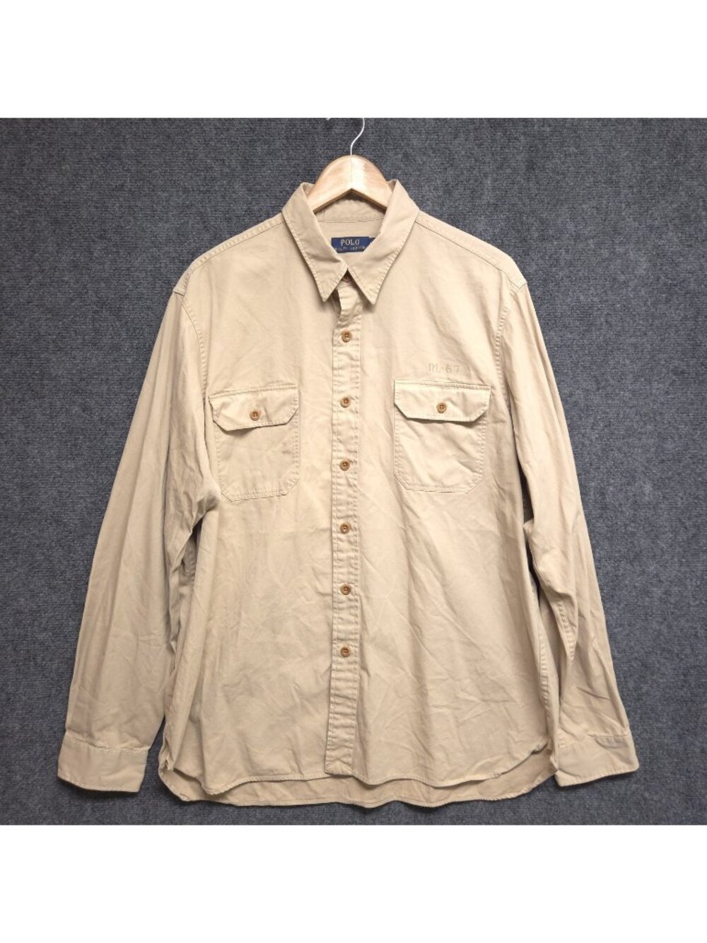 Polo Ralph Lauren Military Utility Shirt XL Khaki Tan Naval Air Base Hawaii